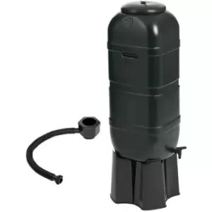 Charlesbentley - 100L Garden Round Plastic Water Butt Set Including Tap With Stand and Filler Kit - Black