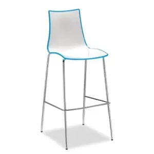 Gecko shell dining stool with chrome legs - blue