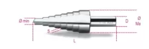 Beta Tools 425/1 HSS Stepped Drill Dia: 4-12mm L: 70mm 004250010