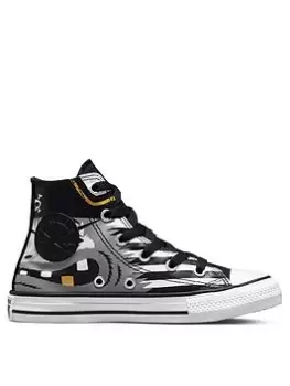 Converse Chuck Taylor All Star Hi Childrens Boys Pirate Print Trainers -White/Black/Gold, White/Black/Gold, Size 13