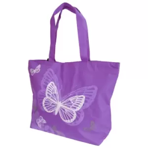 FLOSO Womens/Ladies Floral Butterfly Design Handbag (One Size) (Purple)