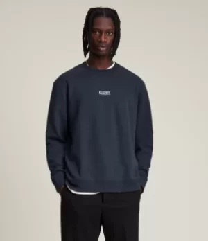 AllSaints Mens Opposition Sweatshirt, Dark Blue, Size: XL