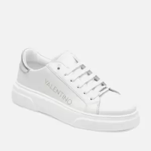 Valentino Shoes Womens Leather Cupsole Trainers - White/Silver - UK 4
