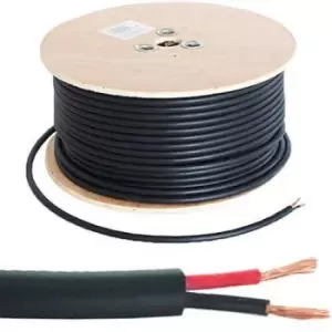 25m Double Insulated Speaker Cable 2.01mmA² Black 100V Line Volt PA System Reel Drum