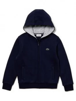 Boys, Lacoste Sports Childrens Classic Zip Through Hoodie - Navy, Size 6 Years