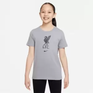 Nike Liverpool FC Short Sleeve Crest T Shirt Juniors - Grey