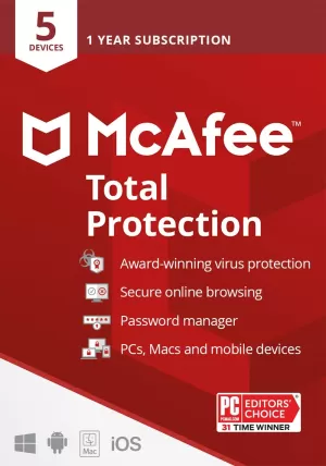 McAfee Total Protection 2021 12 Months 5 Devices