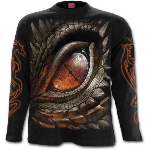 Dragon Eye Mens Medium Long Sleeve T-Shirt - Black