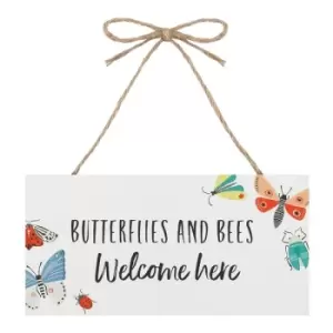 Bees and Butterflies Welcome Hanging Plaque
