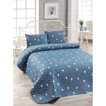 162ELR69438 &Uuml;&ccedil;gen - Blue Blue White King Quilted Bedspread Set (FR)