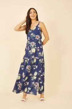 Navy Floral Strappy Tiered Maxi Dress