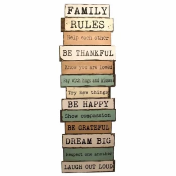 Long Wooden Family Rules Sign By Heaven Sends