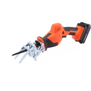 Yard Force - 20V Cordless Garden Saw with Multiple Blades, Clamping Jaw, 2.0Ah Lithium-Ion Battery & Charger LS C08 - orange