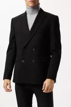 Mens Slim Fit Black Double Breasted Jacket