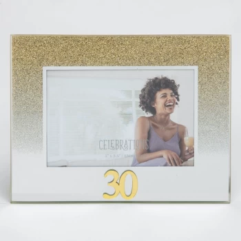 5" x 3.5" Gold Glitter Glass Birthday Frame - 30