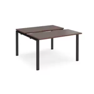 Bench Desk 2 Person Starter Rectangular Desks 1200mm With Sliding Tops Walnut Tops With Black Frames 1200mm Depth Adapt
