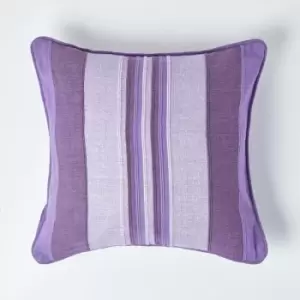 Cotton Striped Mauve Cushion Cover Morocco , 45 x 45cm - Purple - Homescapes