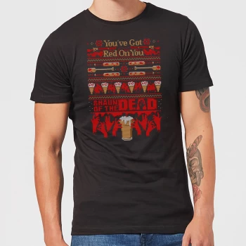 Shaun Of The Dead You've Got Red On You Christmas Mens T-Shirt - Black - 4XL - Black