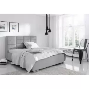 Bulia Upholstered Beds - Plush Velvet, Small Double Size Frame, Silver - Silver