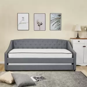 Kosy Koala - Linen fabric grey daybed sofabed with underbed trundle living room bedroom furniture guest day bed sofabed - Grey