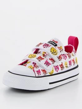 Converse Chuck Taylor All Star Jungle Cat 2v Ox Infant Trainer - White/Pink , White/Pink, Size 9