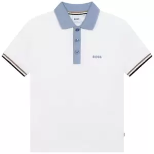 Boss Stripe Arm Polo Shirt Junior Boys - White