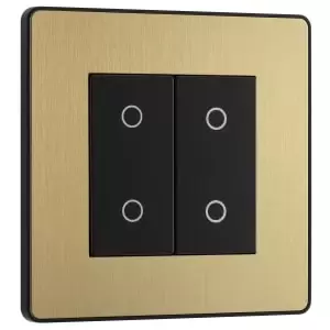 BG Evolve Secondary Brushed Brass 2 Way Double Touch Dimmer Switch - 200W