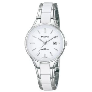 Pulsar PH7267X1 Ladies Stainless Steel Bracelet With Ceramic Accents White Dial 50M Watch