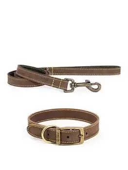 Ancol Timberwolf Leather Collar Sable 35-43Cm Size 4 And Timberwolf Leather Lead Sable 1Mx19Mm