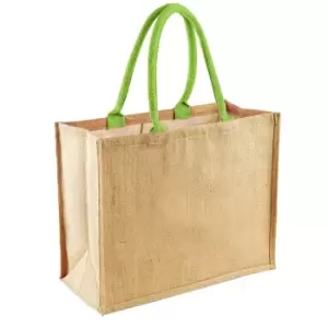 Westford Mill Classic Jute Shopper Bag (21 Litres) (Pack of 2) (One Size) (Natural/Lime)
