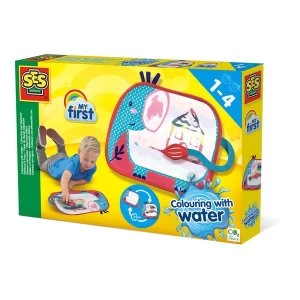 SES Creative Childrens My First Colouring with Water Colouring Mat Elephant Activity Set