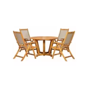 A-mir - HENLEY 4 Seater Gateleg Dining Set 120cm Round Henley Gateleg Table with 4 Henley Textylene / Wood Recliner Armchairs