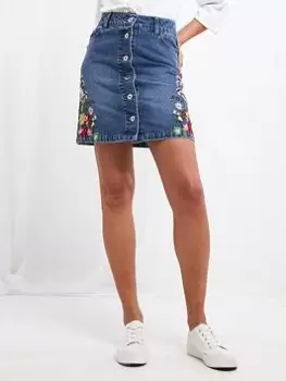 Joe Browns Fabulous Flora Denim Skirt Blue Size 16, Women