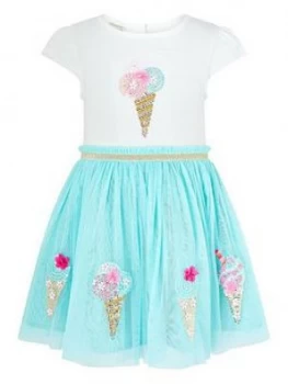 Monsoon Baby Girls Ice Cream Disco Dress - Aqua, Size 18-24 Months