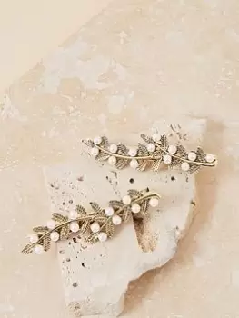 Accessorize Pearl Leaf Hair Slides Set Of Two