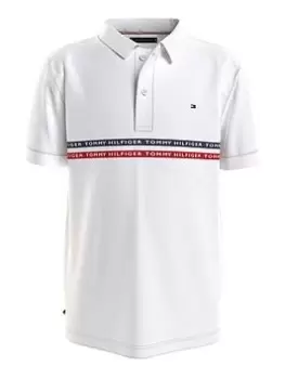 Tommy Hilfiger Boys Tape Polo Shirt - White, Size 14 Years