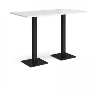 Brescia rectangular poseur table with flat square Black bases 1600mm x