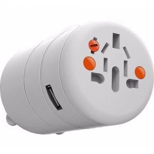 Oneadaptr TWIST World Adaptor Plug Socket and 1x USB - White