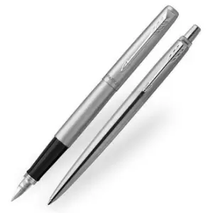 Parker Jotter Stainless Steel Chrome Trim Fountain Pen & Ball Pen Set