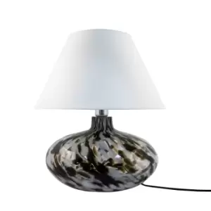 Adana III Table Lamp with Round Tapered Shade, Black, White, 1x E27