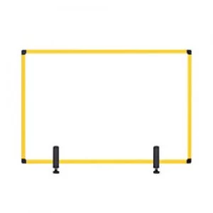 Bi-Office Maya Protector Desktop Board with Clamps Yellow Frame Acrylic 900 x 600 mm