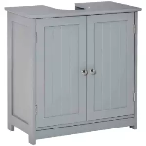 Kleankin 60X60Cm Under-sink Storage Cabinet With Adjustable Shelf - Grey
