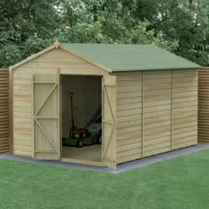 12' x 8' Forest Beckwood 25yr Guarantee Shiplap Windowless Double Door Apex Wooden Shed - Natural Timber