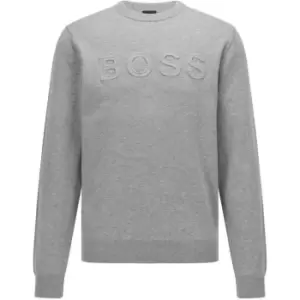 Boss Ube Embossed Logo Sweater - Grey