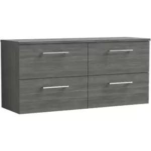 Arno Anthracite 1200mm Wall Hung 4 Drawer Vanity Unit with Worktop - ARN524W2 - Anthracite - Nuie
