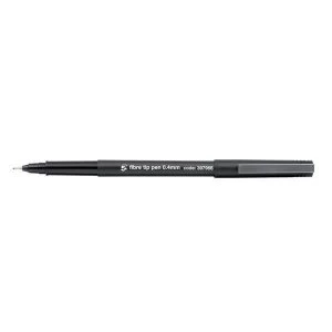 5 Star Office Fibre Tip Pen Medium 0.7mm Tip 0.4mm Line Black Pack of 12