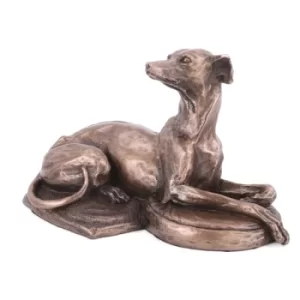 Lying Down Whippet by Harriet Glen Cold Cast Bronze Sculpture