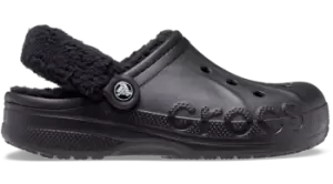 Crocs Baya Lined Fuzz-Strap Clogs Unisex Black / Black W7/M6