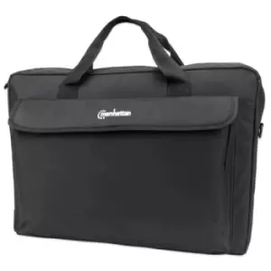 Manhattan London Laptop Bag 17.3" Top Loader Black LOW COST Accessories Pocket Shoulder Strap (removable) Notebook Case Three Year Warranty