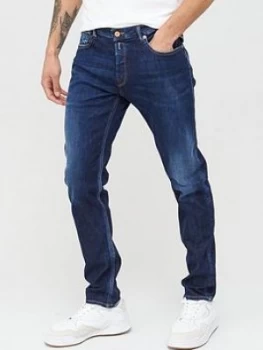 Replay Donny Slim Tapered Fit Midwash Jeans - Mid Blue Size 36, Inside Leg Short, Men